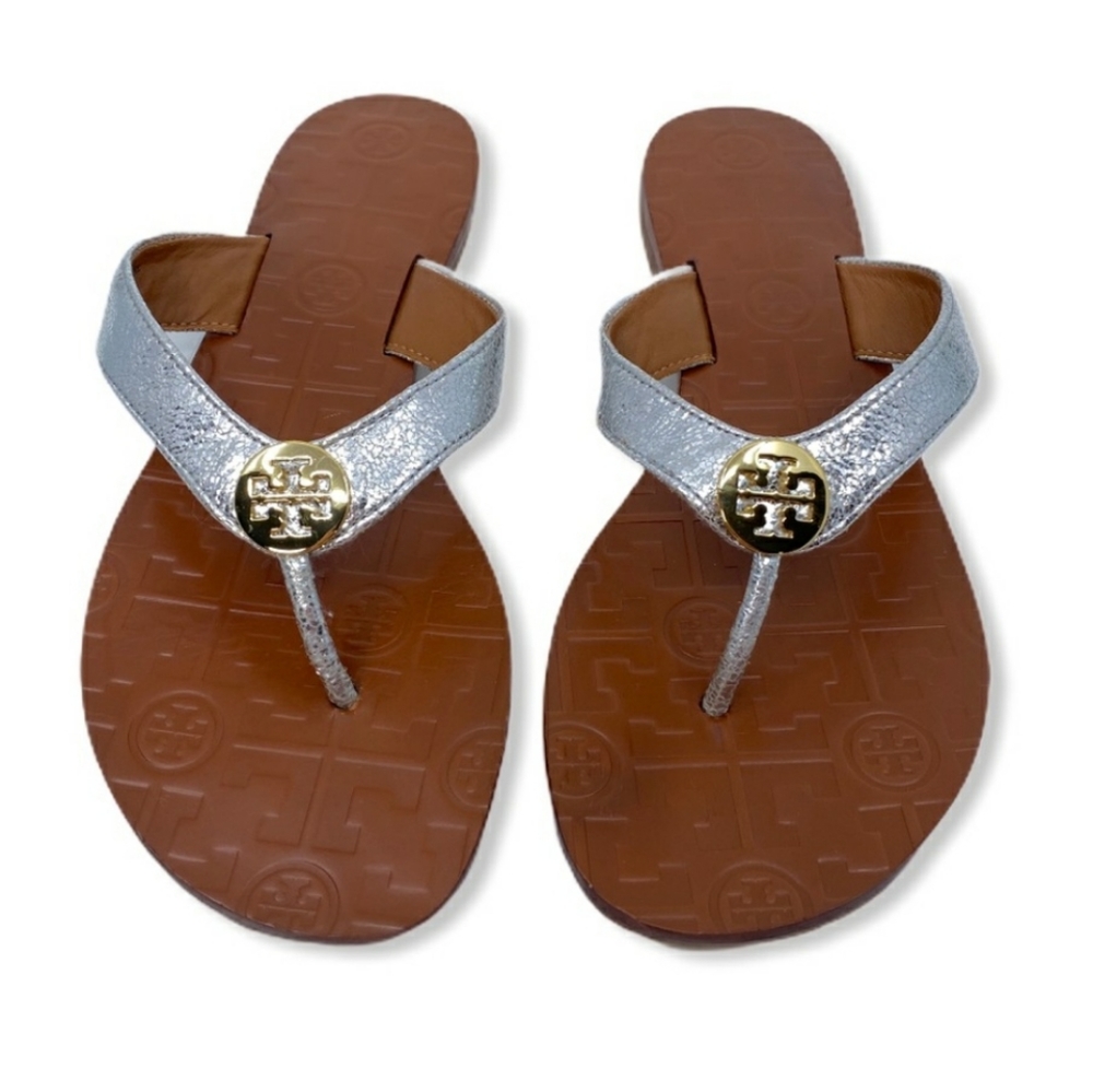 Tory Burch Thora Silver Metallic Sandals (size 7)